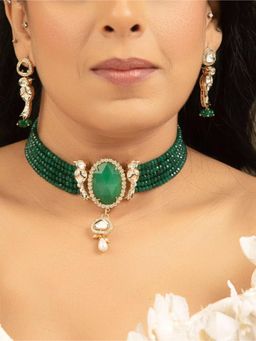 XAGO - Sanhita Luxe Green Choker Necklace Set
