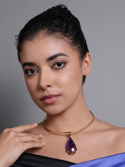 XAGO - Le Ayaz Multi-Color Pleated Contemporary Pendant And Chain