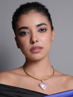 XAGO - Le Baris White Plated Stone Studded Heart Shaped Necklace