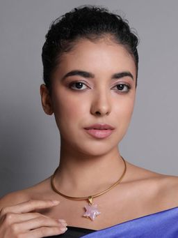 XAGO - Le Alara Gold Plated Pink Star Shape Pendant And Chain