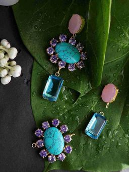 XAGO - Le Inara 4 In 1 Convertible Earring With Turquoise Amethyst Drop Earrings