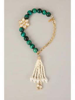 XAGO - Sharvani Lumba Polki Motif Lumba With Green Beads and Pearl Hangings Rakhi