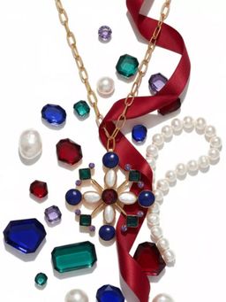 XAGO - Celestia Medallion Gemstone Pendant Necklace In 22K Gold Finish