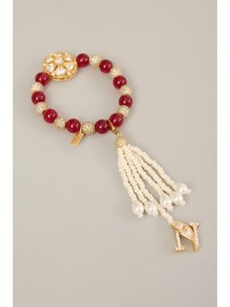 XAGO - Ruhani Lumba - Polki Motif Lumba With Red Beads and Pearl Hangings
