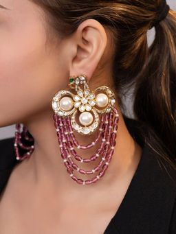 XAGO - Le Tavishi Pink Pearls And Moissanite Studded Earrings