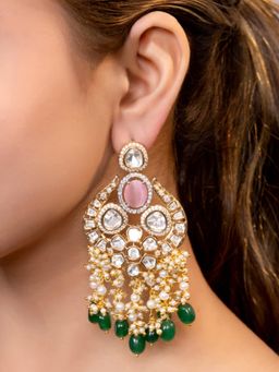 XAGO - Le Mortha Gold Plated Kundan And Pearls Studded Earrings