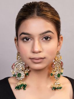 XAGO - Le Asteril Gold Plated Kundan And Pearls Studded Earrings