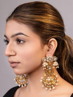 XAGO - Le Karma Gold Plated Moissanite And Pearls Studded Earrings