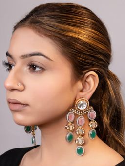 XAGO - Le Milan Multi Beads And Kundan Studded Earrings
