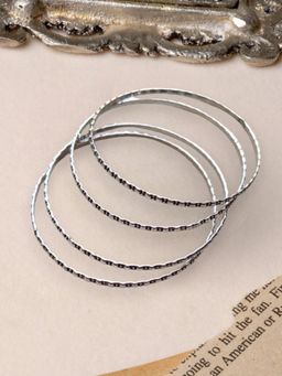 XAGO - Le Asmi Set Of 4 Silver Plated Oxidized Bangles