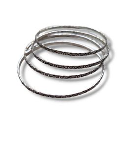 XAGO - Le Anvitha Set Of 4 Silver Plated Oxidized Bangles