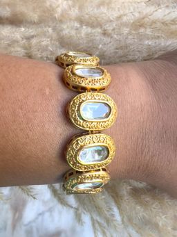 XAGO - Le Pilar Gold Plated And White Kundan Bracelet