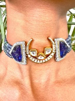 XAGO - Le Jafe Blue Beads Kundan Studded Necklace