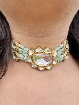 XAGO - Le Tomas Sea Green Beads and White Moissanite Necklace