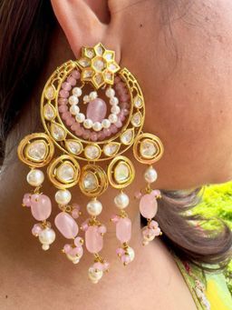 XAGO - Le David Pink Pearl and Kundan Earrings