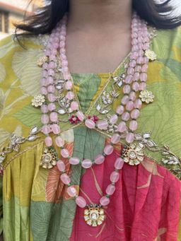 XAGO - Le Diego Pink Gold Plated Studded Long Necklace