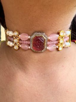 XAGO - Le Mario Pink Pearl and Moissanite Necklace