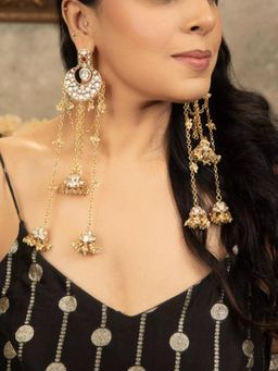 XAGO - Kritika Moissanite Polki And Pearl Tassel Jhumkas