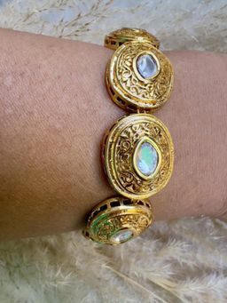 XAGO - Le Maya Gold Plated And White Kundan Bracelet