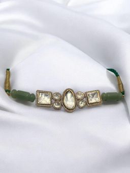 XAGO - Le Uditi Gold Plated Green Moissanite Studded Necklace