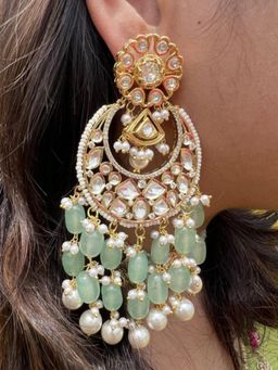 XAGO - Le Nicolas Sea Green Beads and Kundan Earrings