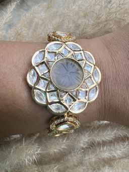 XAGO - Le Reina Gold Plated And White Kundan Bracelet