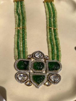 XAGO - Le Ariadna Gold Plated Green Kundan Studded Necklace