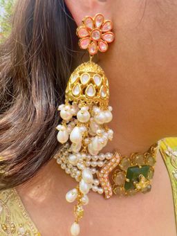 XAGO - Le Ramona White Pearl and Kundan Earrings