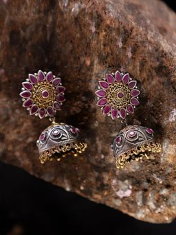 XAGO - Le Alejandra Silver-Plated Beaded Dome-Shaped Earrings