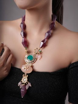 XAGO - Le Meraki Gold Plated Multi Kundan Studded Necklace