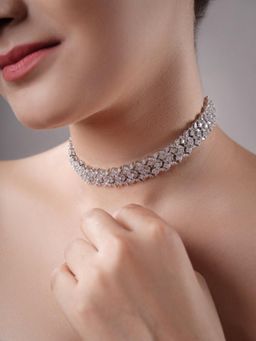 XAGO - Le Adikia White Rhodium-Plated Ad-Studded Necklace
