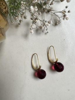 XAGO - Gold Toned Pink Contemporary Shaped Drop Earrings