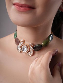 XAGO - Le Meira Gold Plated Multi Moissanite Studded Necklace