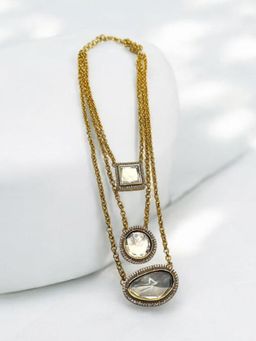 XAGO - Le Caitri Gold And White Kundan Necklace