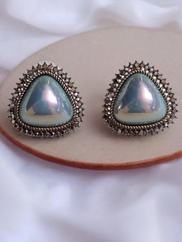 XAGO - Le Erica Silver Plated Contemporary Shaped Stud Earrings