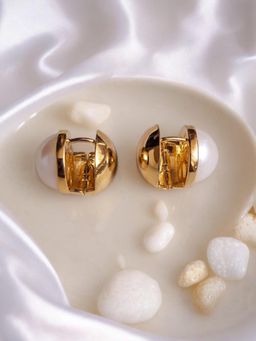 XAGO - Le Fiona Gold Plated Studded Triangle Shaped Stud Earrings