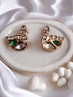 XAGO - Le Vela Gold Plated Kundan Studded Contemporary Shaped Stud Earrings