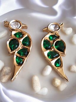 XAGO - Le Andrea Gold Plated Kundan Studded Triangle Shaped Stud Earrings