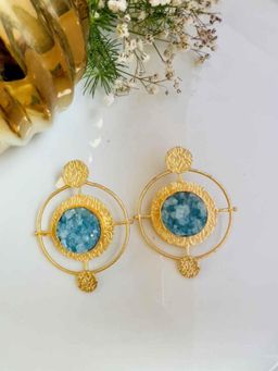XAGO - Gold And Blue Contemporary Drop Earring