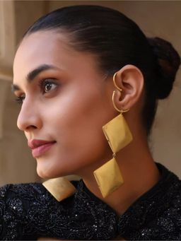 XAGO - Lustrous Love Earcuffs In 22K Gold Finish | Sculptural Statement Earrings
