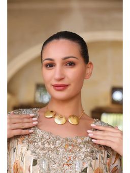 XAGO - Aurum Collar Necklace In 22K Matte Gold Finish | Sculptural Statement Jewellery