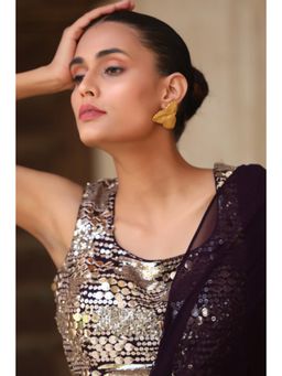 XAGO - Rosette Studs In 22K Gold Finish | Sculpted Floral Statement Earrings