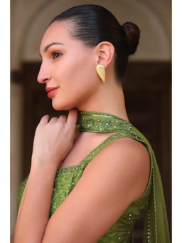 XAGO - Serene Embossed Drop Studs In 22K Gold Finish | Textured Minimal Earrings