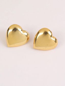 XAGO - Vero Heart Studs In High-Gloss Gold | Statement Minimal Earrings