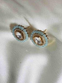 XAGO - Agapi Kundan Stud Earrings With Blue Beads