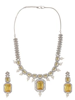 XAGO - Le Haelyn White-Plated Yellow Ad-Studded Jewellery Set