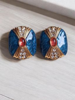 XAGO - Le Angelina Blue Contemporary Shaped Stud Earrings