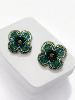 XAGO - Le Isabel Green Floral Shape Studs Earrings