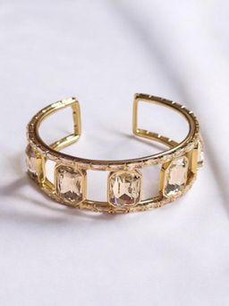 XAGO - Le Oriya Gold Plated And White Stone Cuff Bracelet