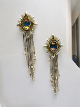 XAGO - Le Barbara White Contemporary Shape Drop Earrings